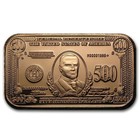 1 Troy Oz. Copper Bar McKinley $500 Banknote Design .999 Fine Pure Bullion Ingot — photo 1