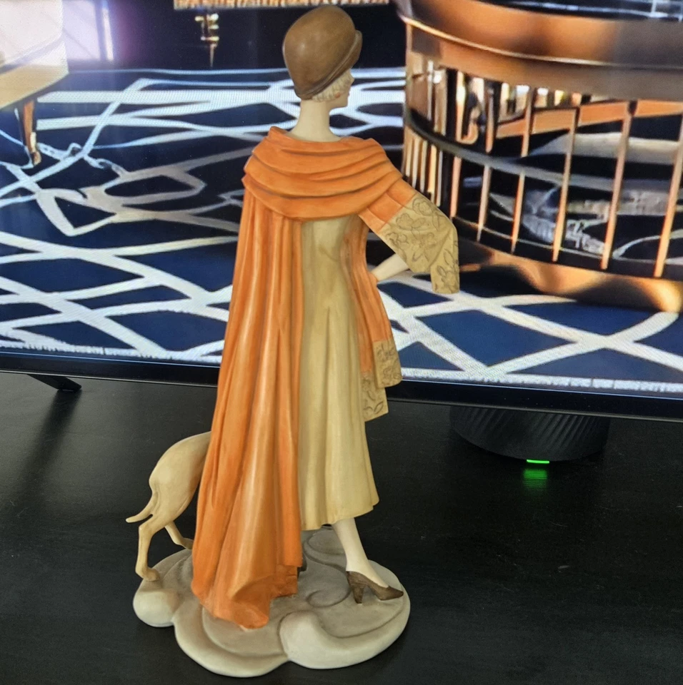 Coalport Roaring Twenties Phoebe Lady With Borzoi Dog Figurine Art Deco 1990 Eng - image 4 of 4