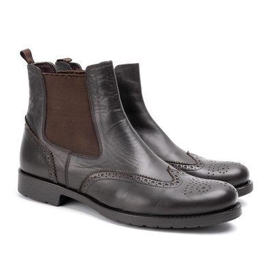 Cacharel Vintage Chelsea Brogue Boots Brown Leather Made in France UK6 US8 EU40