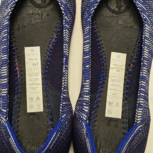 Rothy’s Flats Point Shoe Bright Blue Birdseye Space Dye Orange Sole Women’s 7 - Picture 11 of 12