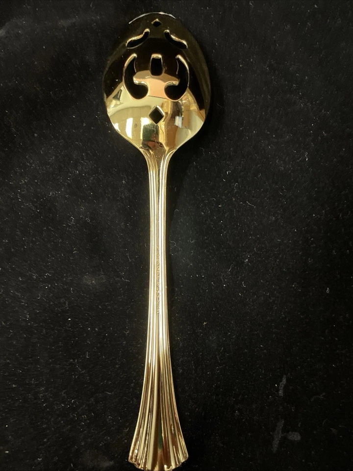 Flauta clásica internacional chapada en oro 1 cuchara perforada TOTALMENTE NUEVA Foto 2 de 3