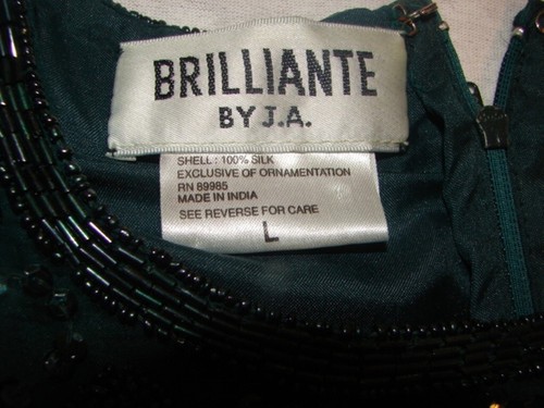 Vintage Brilliante by J.A. Beaded Dress Size L 100% Silk - Picture 2 of 5