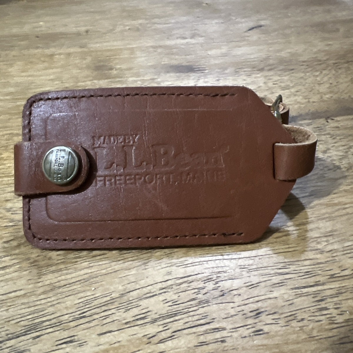 Vintage LL Bean Brown Leather Luggage Tag Freeport Maine | eBay