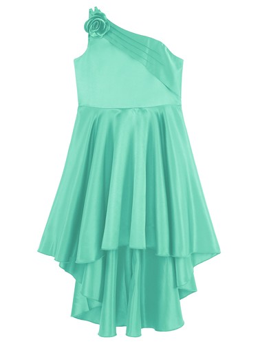 Kids Girls Dresses Graduation Prom Dress Skirt Gown Ceremony One Shoulder Ball - Picture 33 of 68