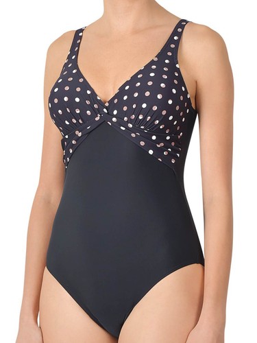 Ladies Swimming Costume Black Polka Dot Padded Swimsuit Adjustable Straps 73177 - Picture 3 of 6