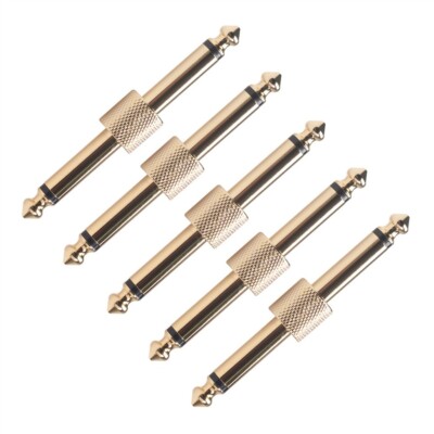 Brandneu Pedal-Adapter Effekte Stecker 5pcs 6.35mm Both Sides Gold Set