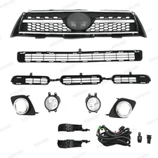 For RAV4 Sport 2009-2012 Bumper Upper Lower Grille + Fog light Kit +2 Brackets
