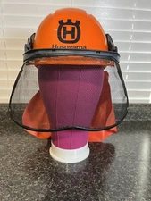 Husqvarna Chainsaw Hard Hat Safety Protection Orange Helmet Mesh Guard Sz 54-61