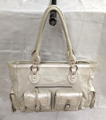Charlie Lapson Handbag Off White Leather Bag Satchel