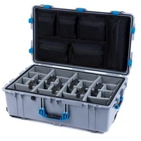 Silver & Blue Pelican 1650 case. With grey dividers & lid organizer.