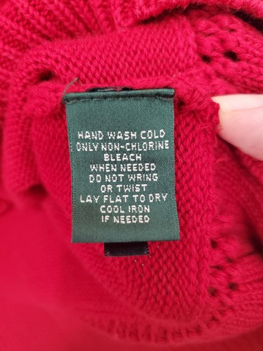 Lauren Ralph Lauren Women's Red with Gold-Button Cardigan Sweater Size Medium - 第 6/6 張圖片