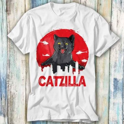 T-Shirt Catzilla King of Pawster Paws Katze Kätzchen Meme Geschenk Top Unisex 1092