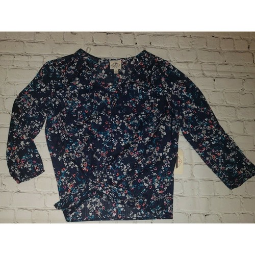 Blouse femme XS boutonnée fleurie boutonnée devant nœud cravate St. Johns Bay neuve avec étiquette vente au détail