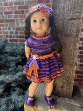 CLEARANCE PRICE — Hand Knitted Dress & Bow for American Girl Dolls “Halloween”