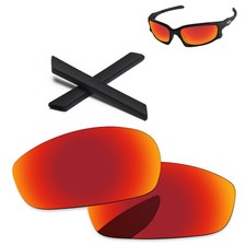 Lenslog Fire Red Polarized Replacement Lenses For-Oakley Split Jacket OO9099