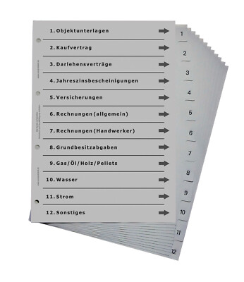 Ordnerregister für Haus und Eigenheim, durchdachtes Register für DIN A4 Ordner