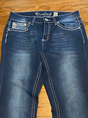 ND Weekend Womens Jeans Bling Denim Boot Cut Size 10 zip button front - Picture 2 of 11