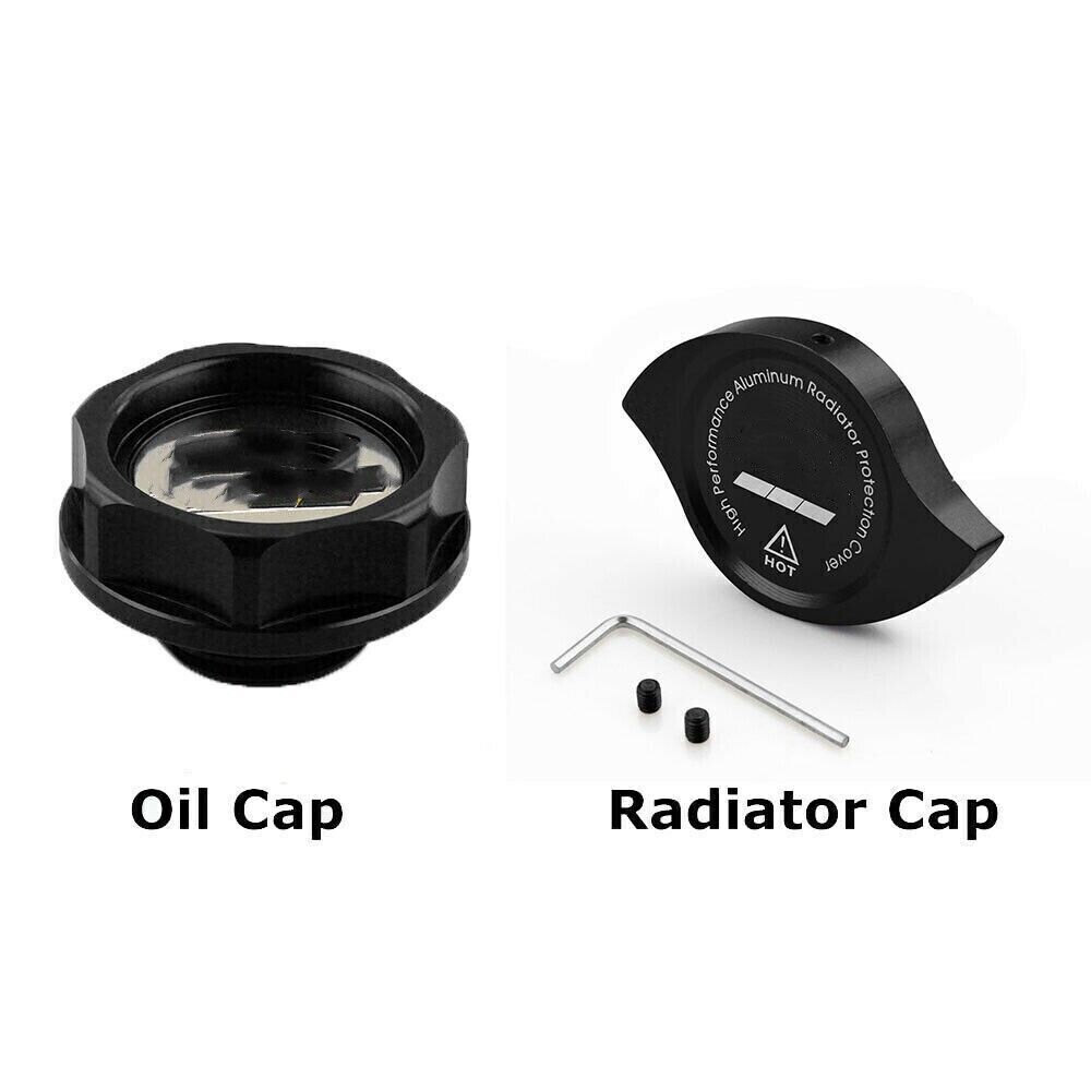 Black Aluminum Oil Filler & Radiator Cap Kit For Honda/Acura - Mugen Style, Anodized 12 thumbnail image