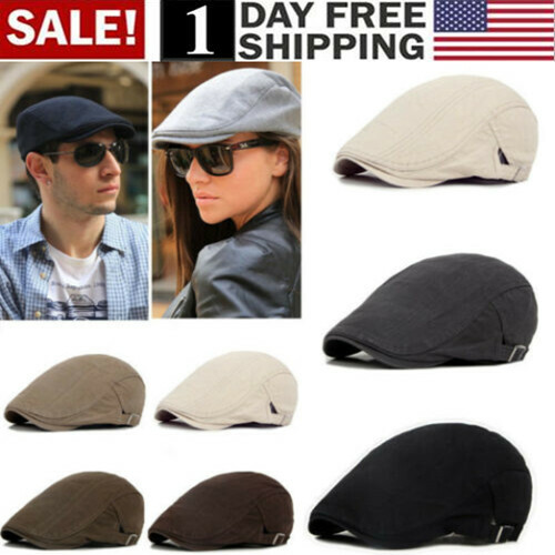 USA! Ivy Cap Mens Cotton Gatsby Cap Beret Golf Driving Flat Cap Cabbie Newsboy - Picture 1 of 13