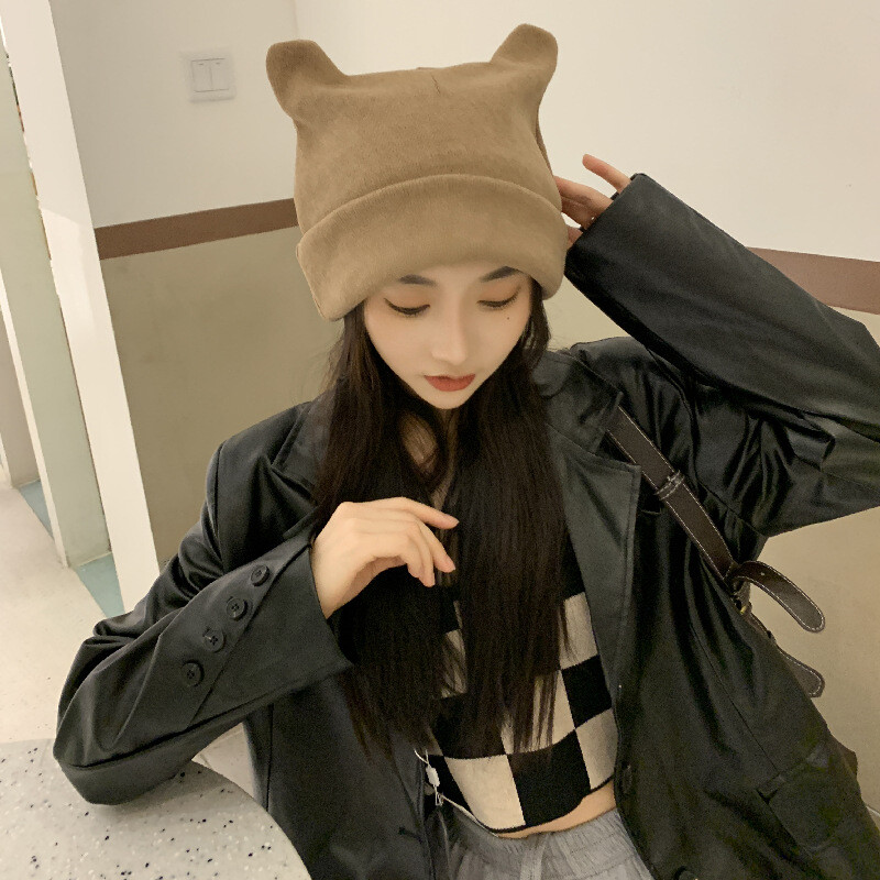 Women’s Knit Cat Beanie Hat Cozy Winter Accessories for Women Girls XFHLMJFF Crochet Hats for Women Cat Beanie Solid Color New  main image 4
