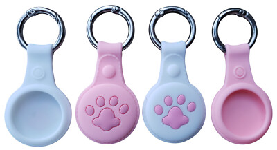 4 Pack Silicone AirTag Case for Apple Air Tag Cat Dog Paw Keychain Keyring