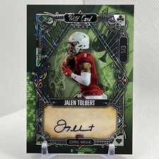 Jalen Tolbert Auto 2022 Wild Card 5 Draw Green #5CDV-75 Rookie RC 1/3 Cowboys. rookie card picture