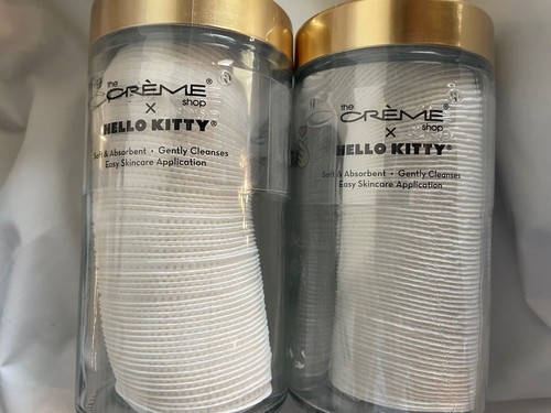 Creme Shop X Hello Kitty Cotton Swabs & Pads Reusable Glass Jars Gold Lids New - Imagen 2 de 3