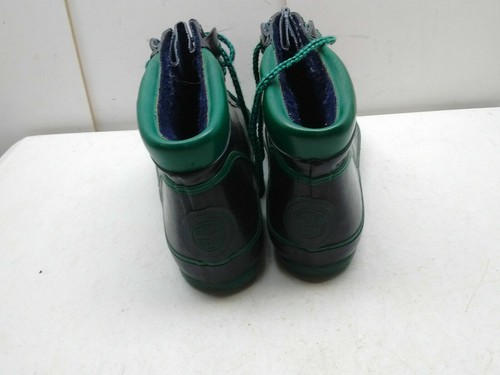 Gold Seal Black Green Rubber Lace Up Ankle Duck Rain Boat Boots Women's Shoes 9M - Picture 3 of 8