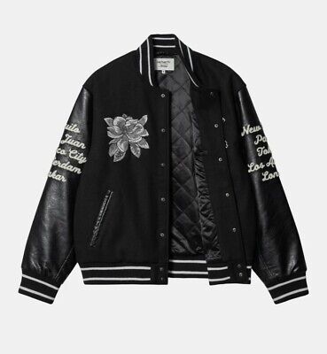 CARHARTT WIP x AWAKE NY TEDDY VARSITY JACKET BLACK WORLD CARHARTT WIP x AWAKE NY TEDDY VARSITY JACKET BLACK WORLD