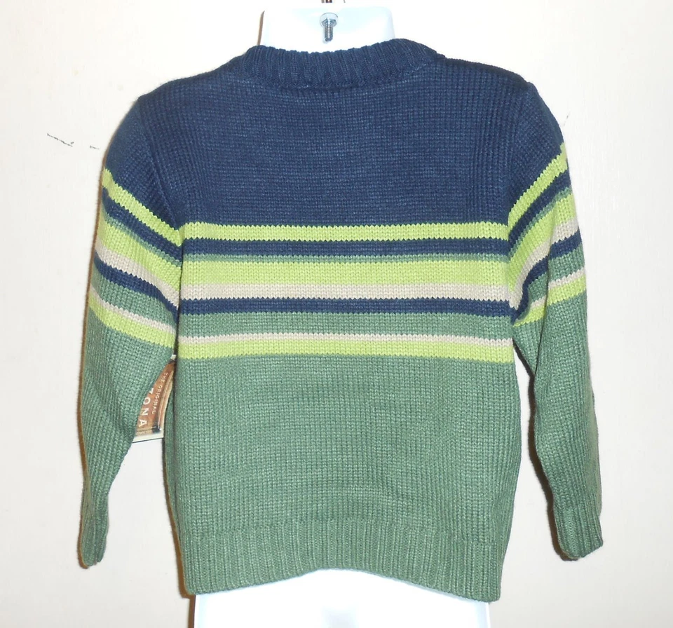 Arizona Toddler Boys Long Sleeve Crewneck Pullover Sweater Navy & Green 2T NWT - Image 3 of 3