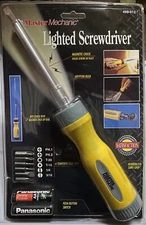 Master Mechanic Lighted Screwdriver Bit Storage Handle New