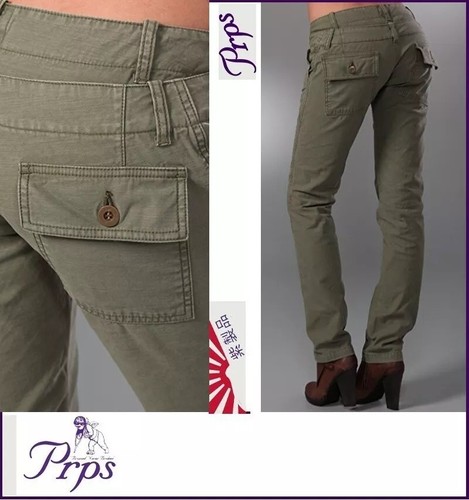 Prps Japan Women's Khaki Green Cargo Pants Slim-Fit Cargo Trousers - W29/L31 - Picture 4 of 4
