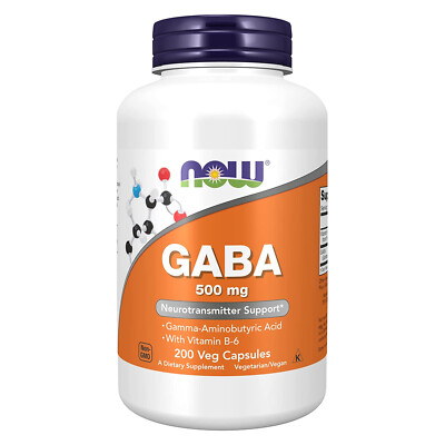 NOW FOODS GABA 500 mg + B-6 200 Veg Capsules