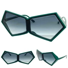 Futuristic Space Robot Modern Shield Party Raver DJ SUN GLASSES Funky Teal Frame