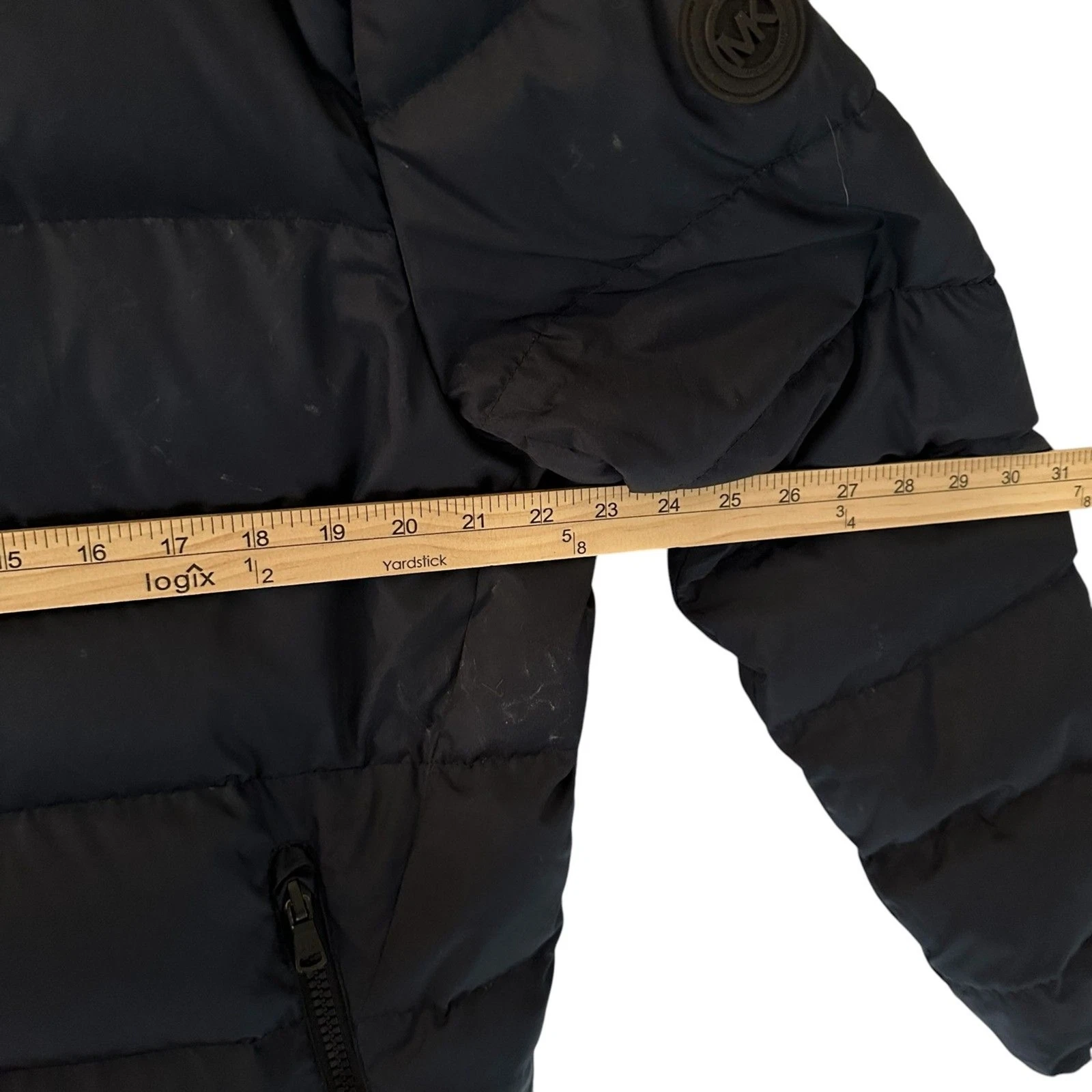 Giubbotto imbottito Michael Kors nero marrone premium piumino full zip con cappuccio taglia L