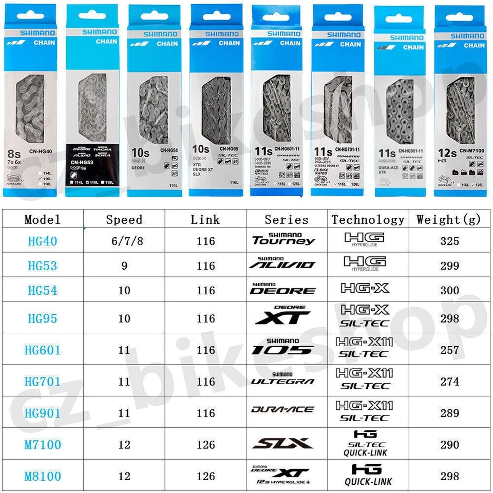 Cadena Shimano - 6/7/8/9/10/11 velocidades - HG40/53/95/701/901 MTB eslabones de bicicleta de carretera Foto 2 de 2