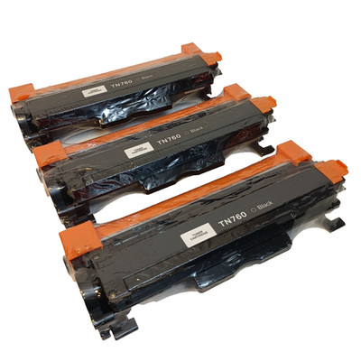 Lot of 3 TN760 Black Toner Cartridge Compatible For Brother HL MFC DCP