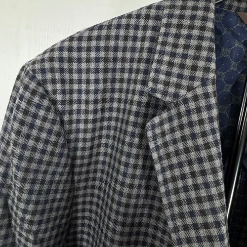 Tasso Elba Blazer Men Gray Plaid Two Button Wool Blend Sport Coat Size XL image 12