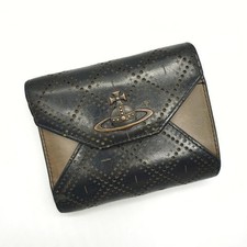Vivienne Westwood Orb Tri-Fold Wallet Black Leather Vintage Japan