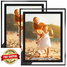 HIKWADERY 8x10 Black Picture Frames, Set of 2, HD Real Glass Photo Frame