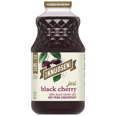 R.W. Knudsen Family Just Black Cherry Juice, 100% Juice, 32 oz, Glass Bottle
