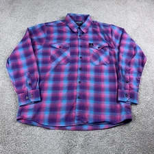 Dixxon Flannel Company Shirt Mens XXl 2XL Pink Blue Shreddy Button Up Casual