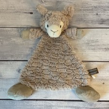 Demdaco Luna Llama Lovey Rattle Beige Plush Stuffed Baby Security Blanket