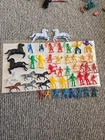Indian Warrior Plastic Figures Cowboys Vintage Marx-Tim Mee- 10 Horses- 36 Figs