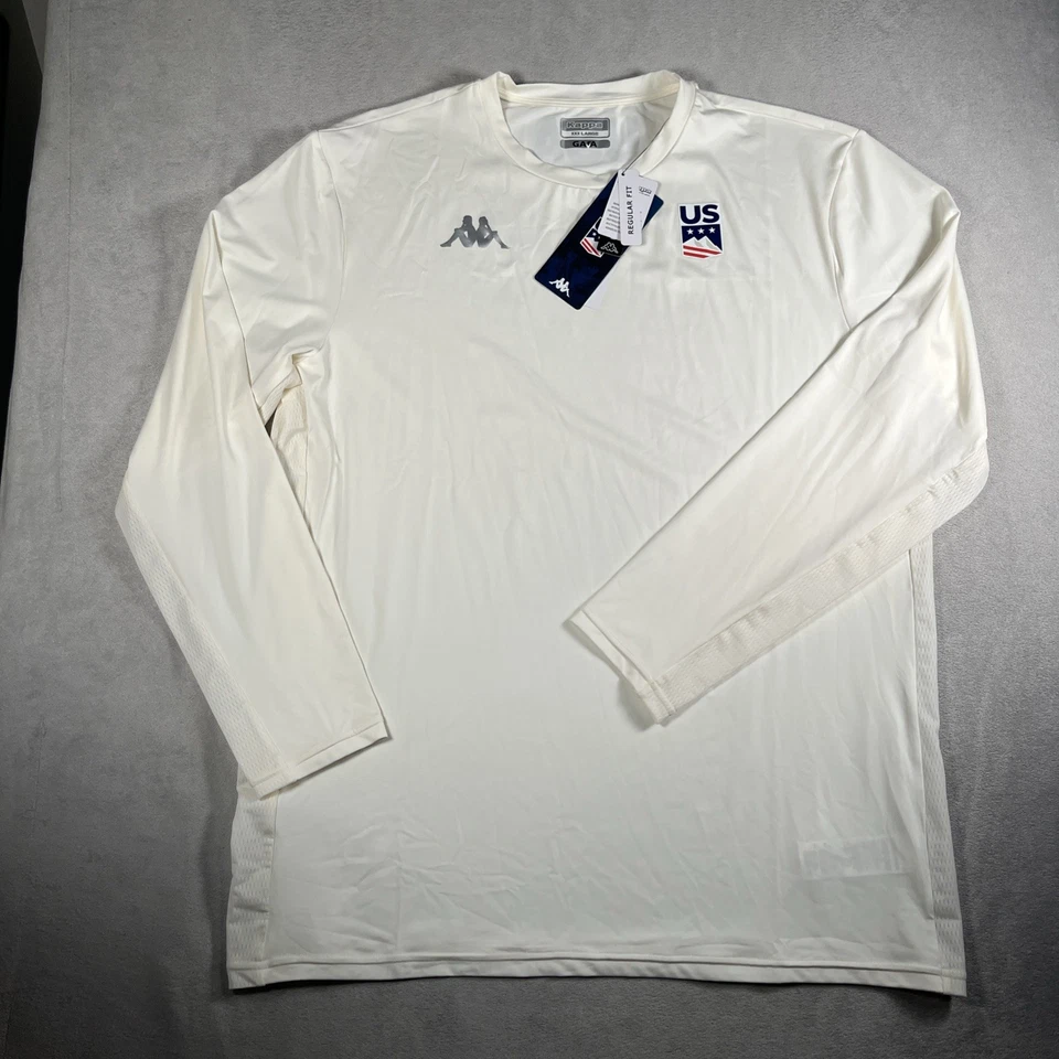 NUEVO CON ETIQUETAS Kappa EE. UU. Esquí/Snowboard Camiseta Manga Larga Hombres 3XL Blanca Antigua Transpirable Foto 2 de 4