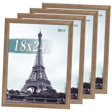 Poster Frame Set of 4 - Gallery-Quality Wood Picture 18x24 Walnut 4 pack