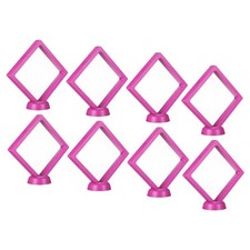 3D Floating Display Frame Coin Jewelry Case with Base 4.3" x 4.3" Pink 8pcs