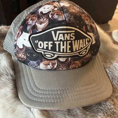 Vans ASPCA Cat Beach Trucker Hat Cap Gray Combo Cats Rare Authentic A3