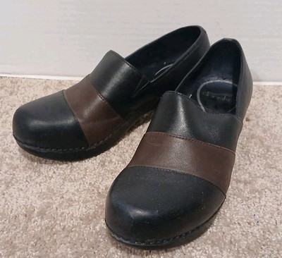 Dansko Clogs Womens Size 37/ 10 Prima Shoes Brown Leather Platform Heel Slip On