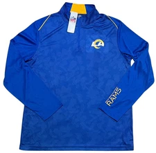Los Angeles Rams Pullover Men’s Large Blue 1/4 Zip NFL Team Apparel Jacket NEW